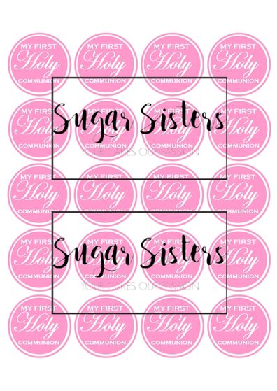Communion Pink  Edible Toppers - (20 Toppers)
