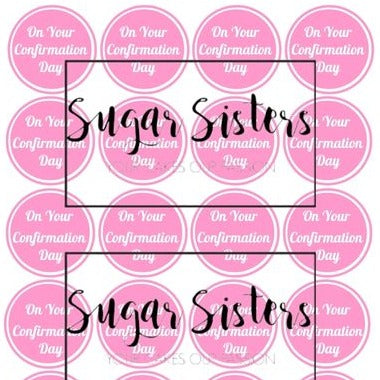 Confirmation Pink  Edible Toppers - (20 Toppers)