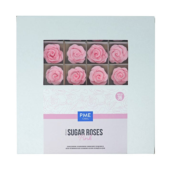 Sugar Roses Pink 40mm Pk 36
