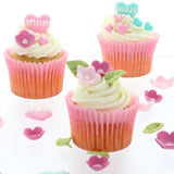 Sugar Decoration Pink Flowers and Leaves  Pk 16