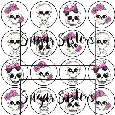 Pretty Skulls Edible Toppers - (20 Toppers)