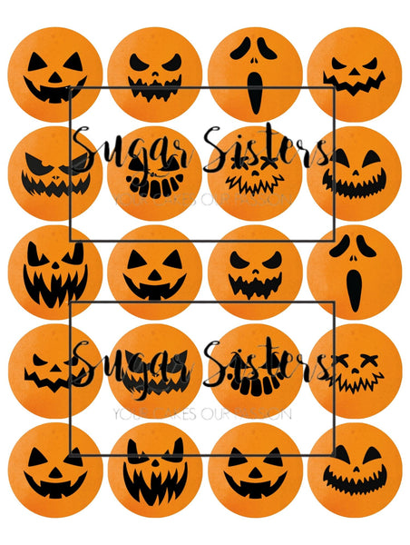 Pumpkins faces Edible Toppers - (20 Toppers)