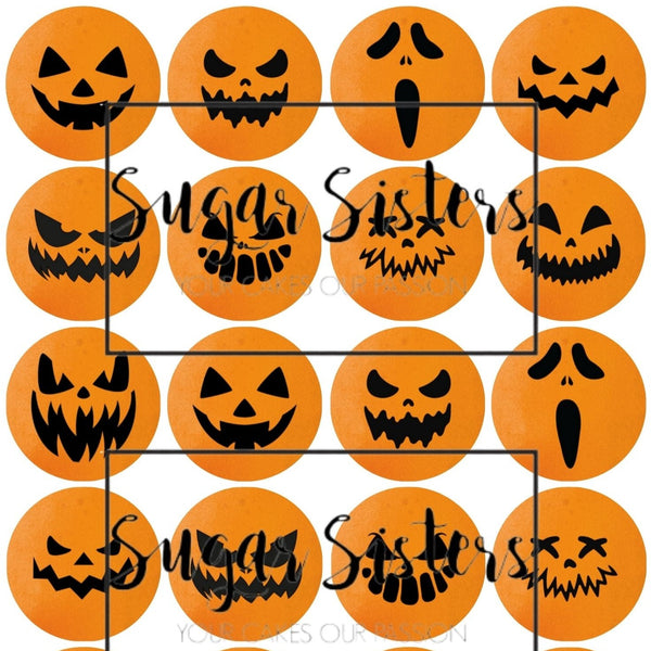 Pumpkins faces Edible Toppers - (20 Toppers)