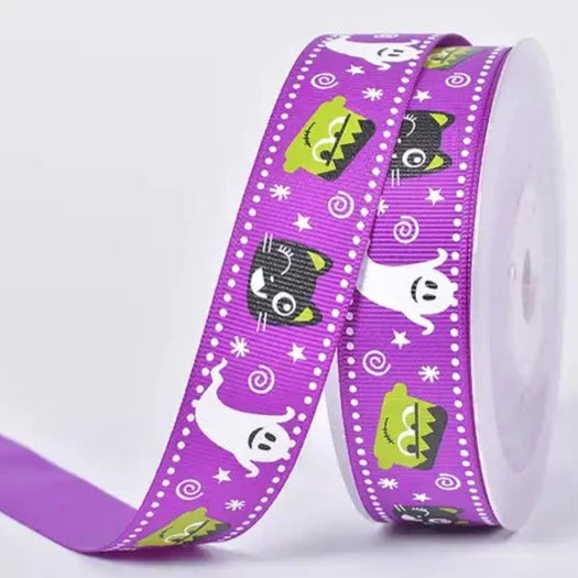 Monsters and Ghosts Purple Ribbon 25mm x Metre