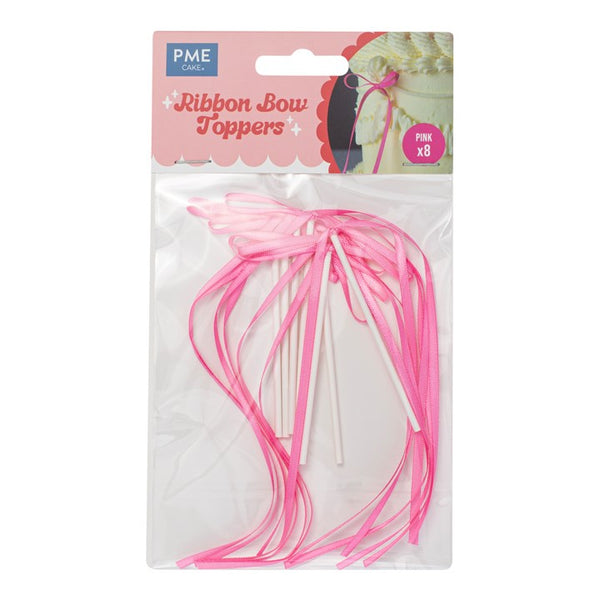 Ribbon Bow Toppers Hot Pink Pk 8