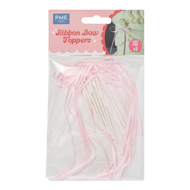 Ribbon Bow Toppers Pink Pk 8