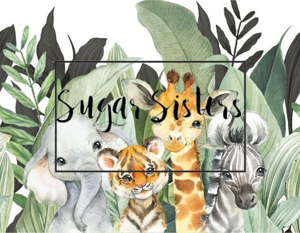 Cute Safari Animals Wrap Edible Image