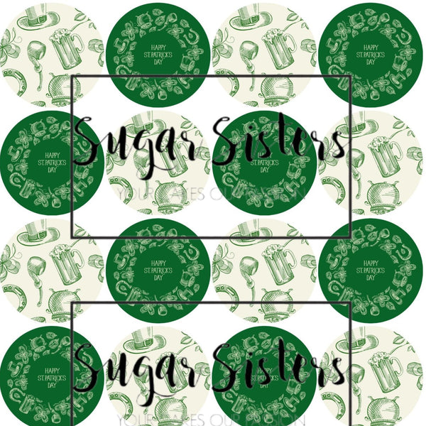 St Patricks Day Drawing Edible Toppers - (20 Toppers)