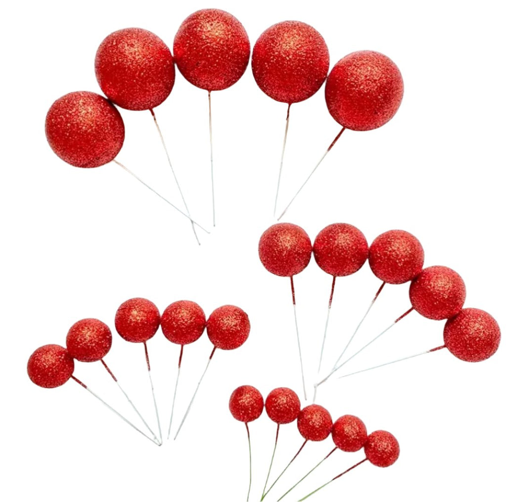 SUGAR SISTERS - Red Glitter Cake Balls Pk 20