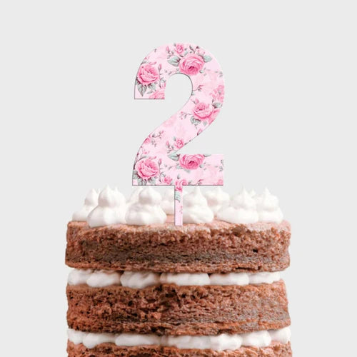 Pretty Pink Flower Number Toppers (Asstd Numbers)