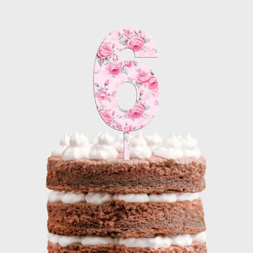 Pretty Pink Flower Number Toppers (Asstd Numbers)