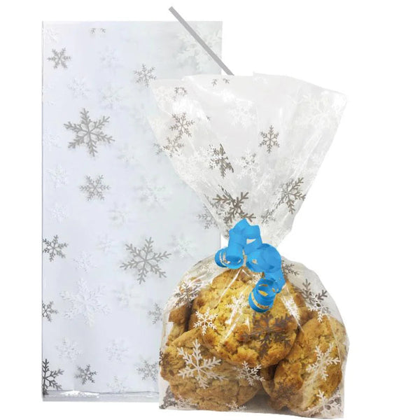 Snowflake Cello Treat Bags with Twist Ties Pk 20