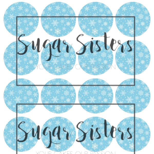 SnowFlakes  Blue Edible Toppers - (20 Toppers)