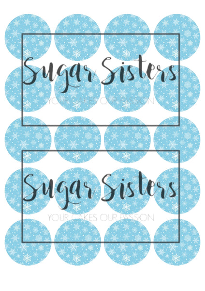 SnowFlakes  Blue Edible Toppers - (20 Toppers)