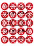 Snowflakes Red Edible Toppers - (20 Toppers)
