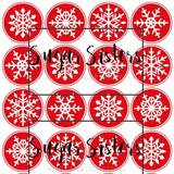 Snowflakes Red Edible Toppers - (20 Toppers)