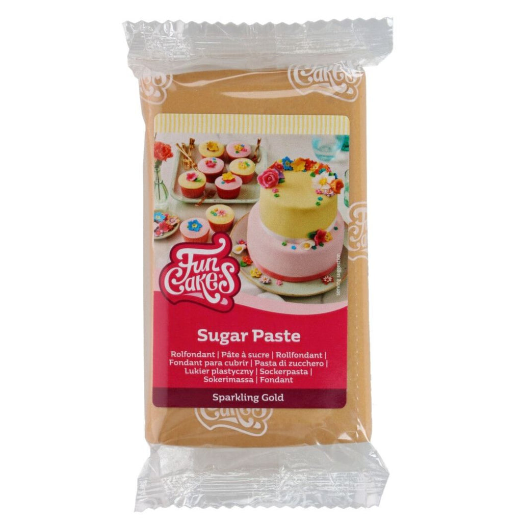 Sparkling Gold FunCakes Sugar Paste 250g