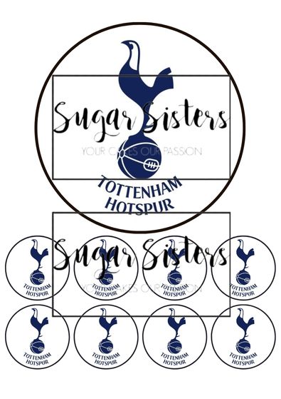 Tottenham Hotspur Edible Topper - (1 x 6" Disc ) (8 x 2" Discs)