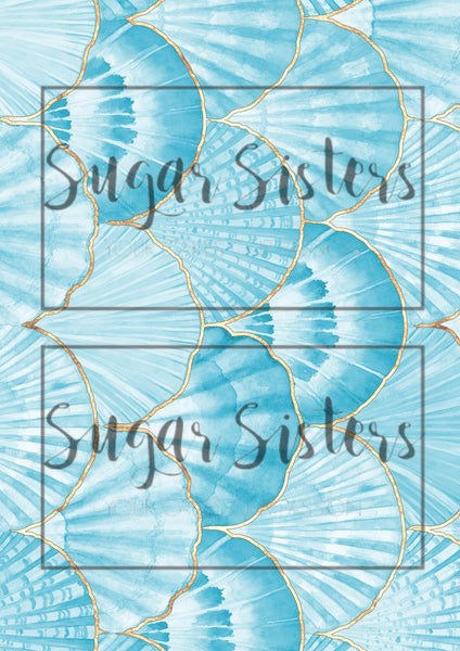 Turquoise Shells Wrap  Edible Image