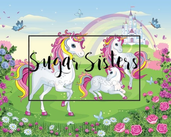 Unicorn Castle Wrap  Edible Image