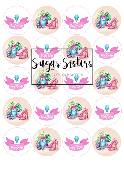 Team Bride Hen Party Edible Toppers - (20 Toppers)