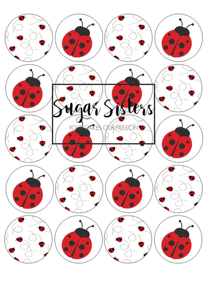 Ladybird Edible Toppers - (20 Toppers)