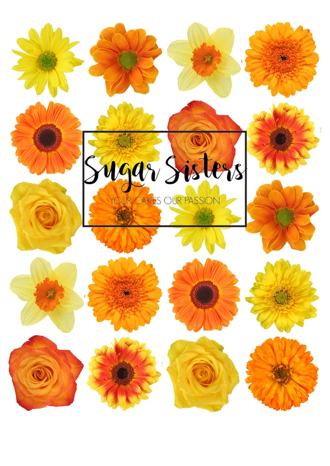 Yellow/Orange Flowers Edible Toppers - (20 Toppers)