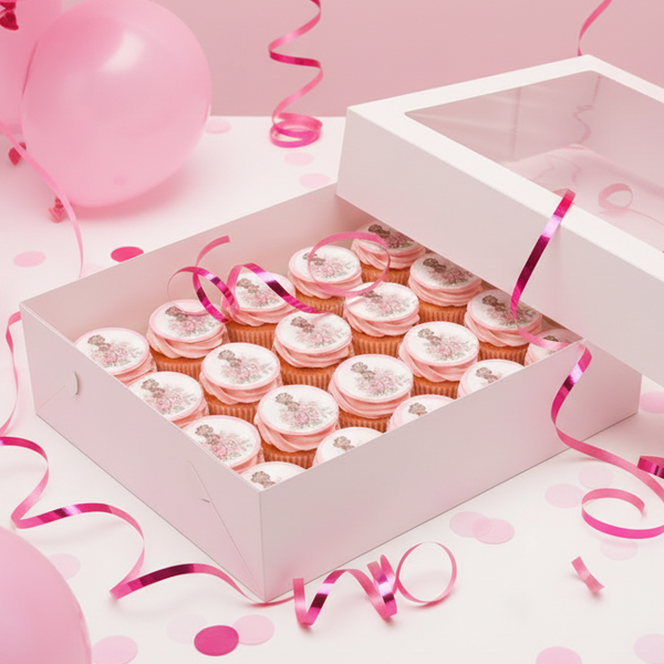 Pink Teddy Edible Toppers - (20 Toppers)