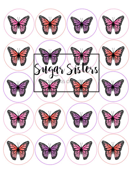 Pink Butterflies Edible Toppers - (20 Toppers)