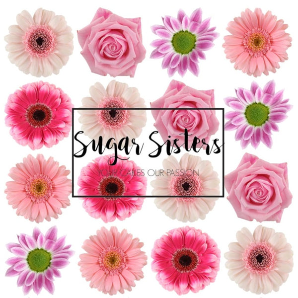 Pink Flowers Edible Toppers - (20 Toppers)