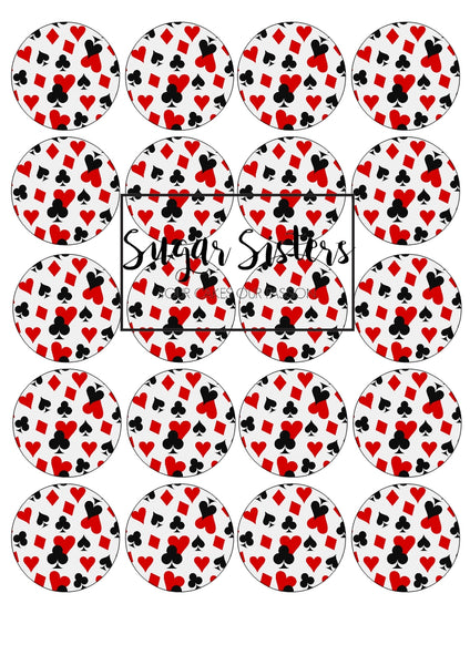Playing Card  Edible Toppers - (20 Toppers)