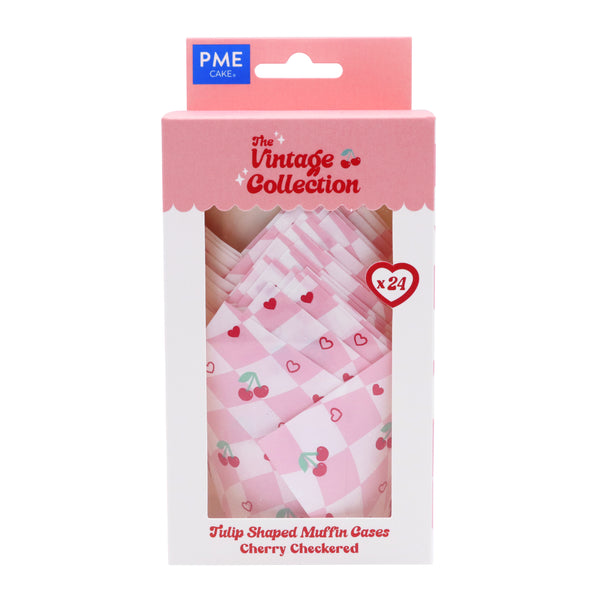 Tulip Muffin Cases  Cherry Checkerboard Pk  24