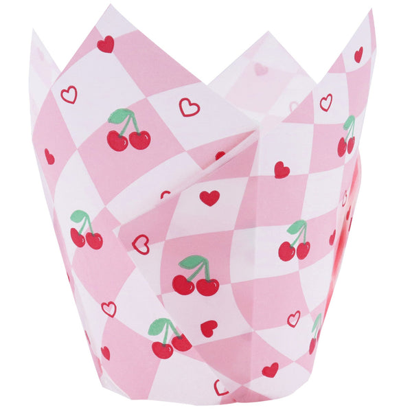 Tulip Muffin Cases  Cherry Checkerboard Pk  24