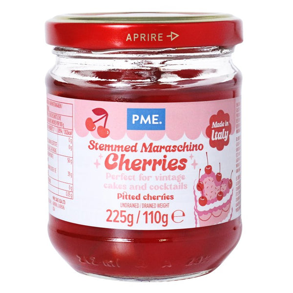Red Stemmed Maraschino Cherries 225g