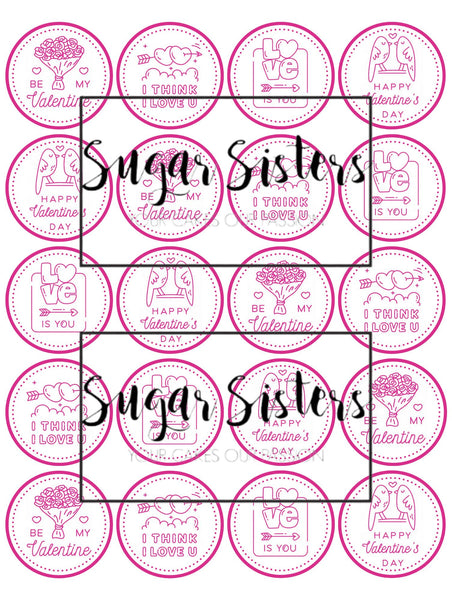 Valentines Neon Edible Toppers - (20 Toppers)