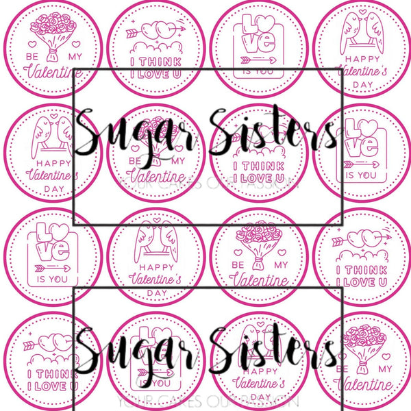 Valentines Neon Edible Toppers - (20 Toppers)