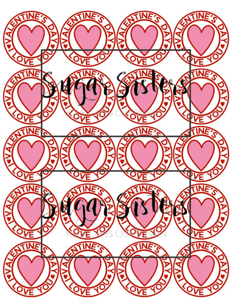 Valentines Stamp Edible Toppers - (20 Toppers)