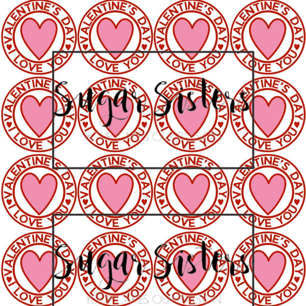 Valentines Stamp Edible Toppers - (20 Toppers)