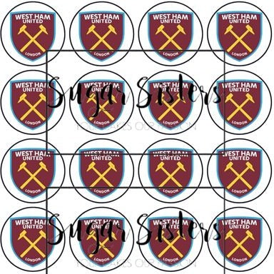 Westham United Edible Toppers - (20 Toppers)
