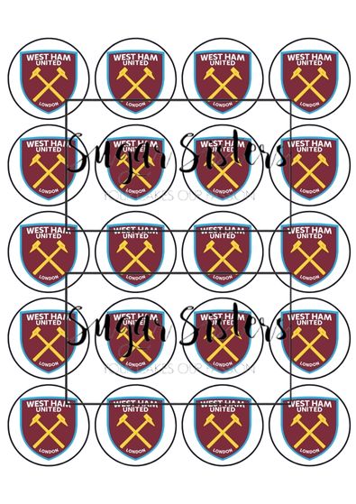 Westham United Edible Toppers - (20 Toppers)