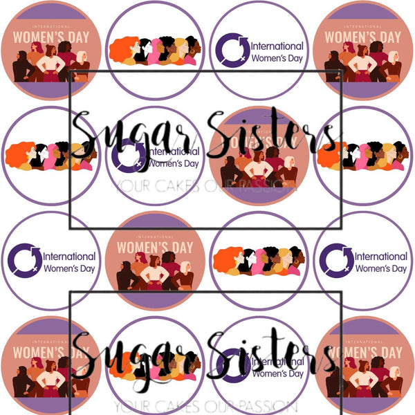 International Womens Day 3 Edible Toppers - (20 Toppers)