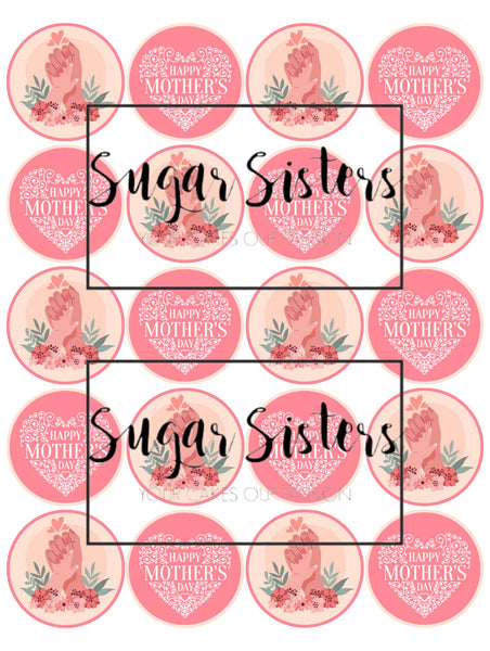 Your hand in Mine Mothers Day  Edible Toppers - (20 Toppers)