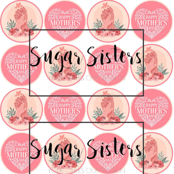 Your hand in Mine Mothers Day  Edible Toppers - (20 Toppers)