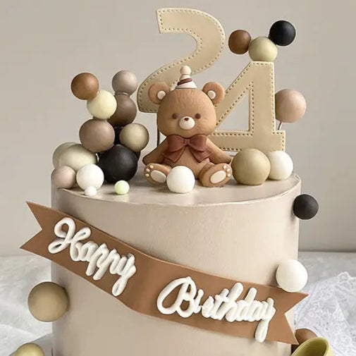 Cute Bear with Party Hat  Cake Decoration  DECO-CAKE