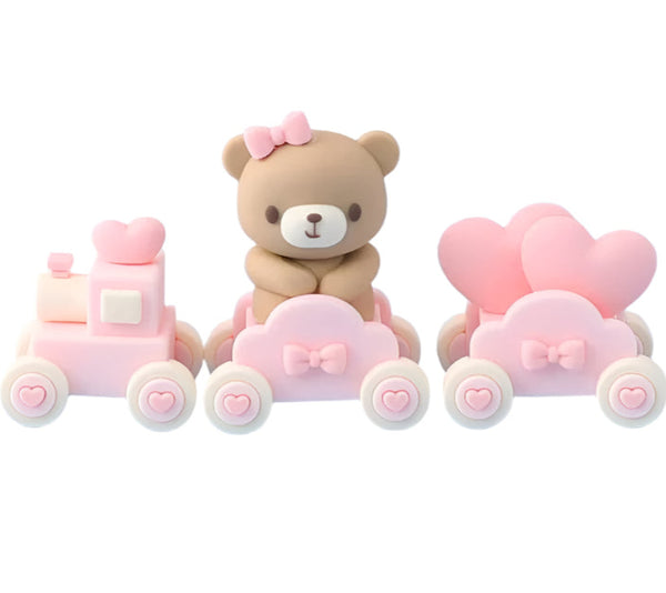 Cute Girl Bear on train Cake Decoration  DECO-CAKE