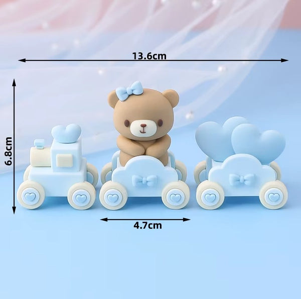 Cute Boy Bear on train Cake Decoration  DECO-CAKE