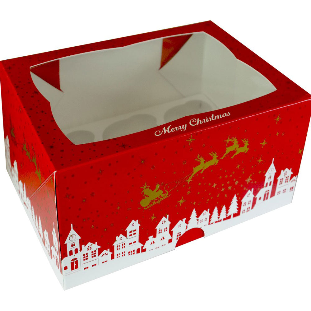 Christmas Cupcake Box 6s