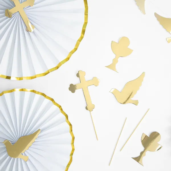 First Communion Card Cake Toppers Gold 31.5 cm