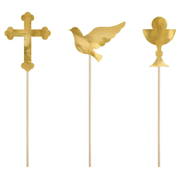 First Communion Card Cake Toppers Gold 31.5 cm