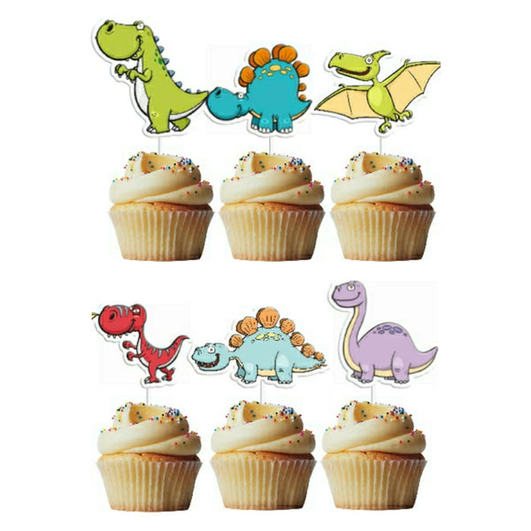 Cute Dinosaur Cupcake Toppers Pk 6